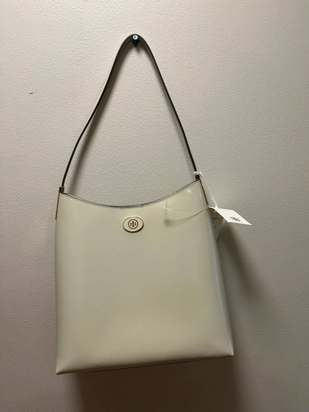 Tory Burch Cream Shoulder Robinson Spazzolato hobo Bag nwt
